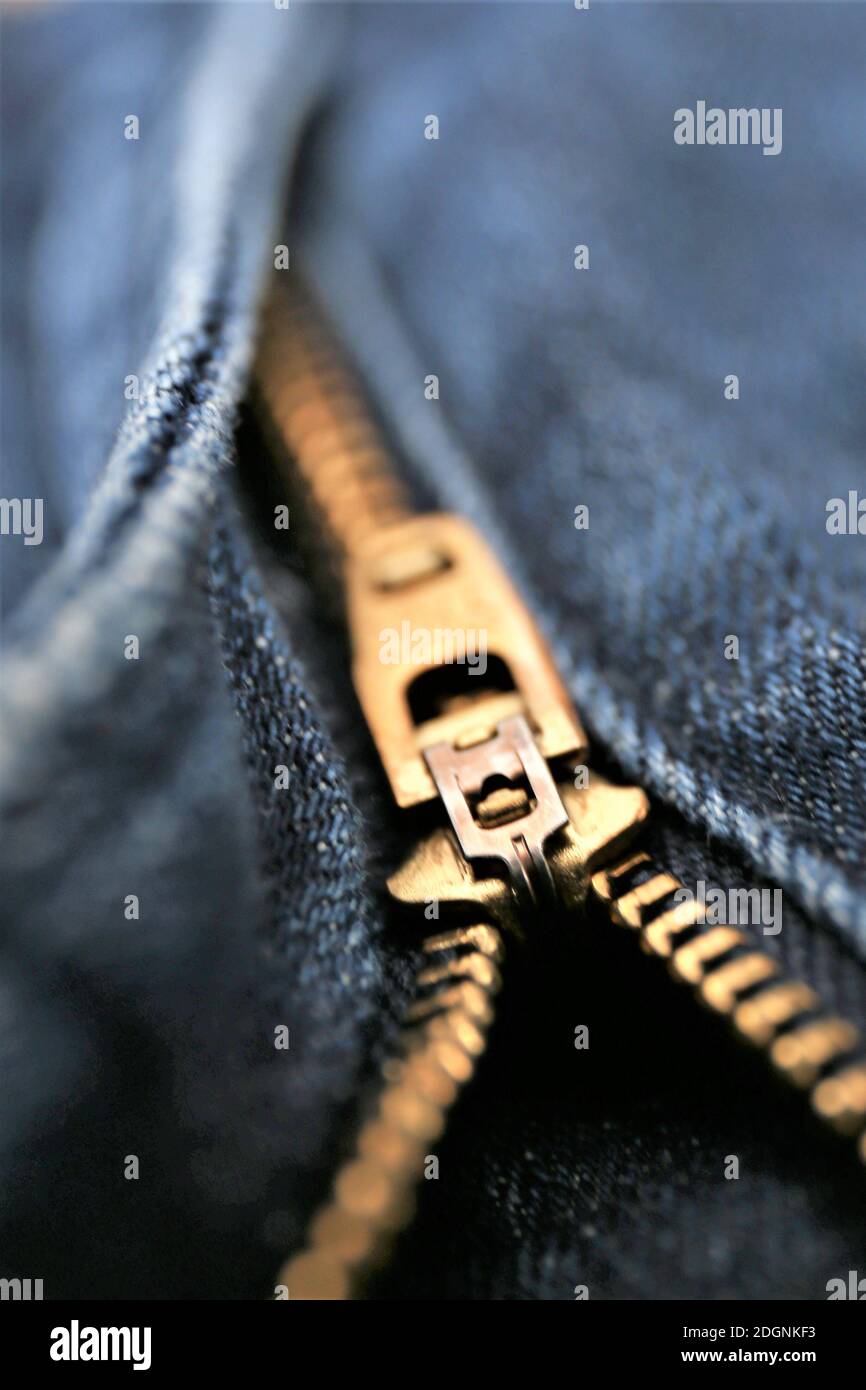 zipper on jeans Stock Photo