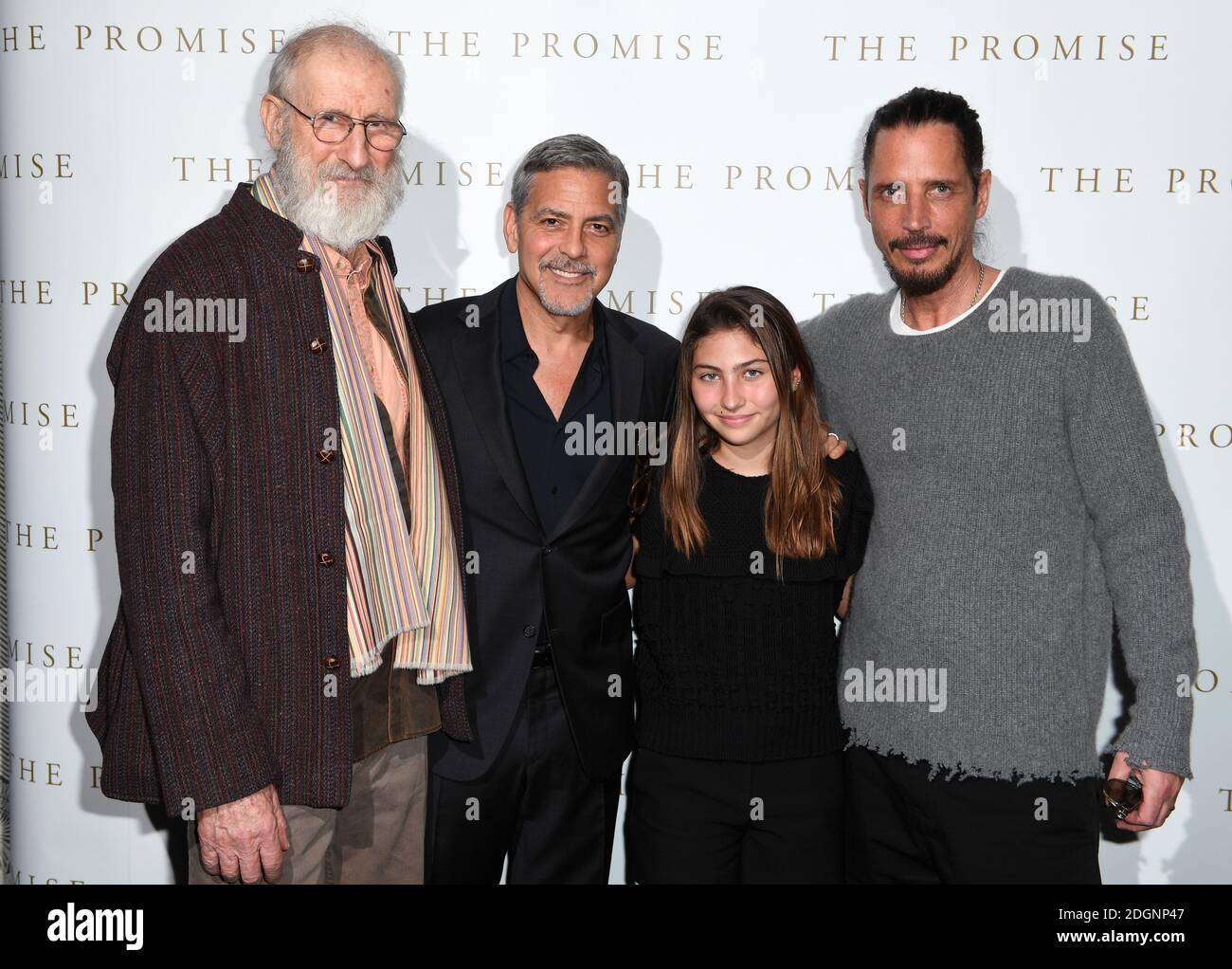 James Cromwell, George Clooney, Toni Cornell and singer songwriter Chris Cornell attending the Exclusive Screening of The Promise at Soho Hotel, London. The Promise is in cinemas April 28th 2017  Picture credit should read: Doug Peters/ EMPICS Entertainment      Stock Photo