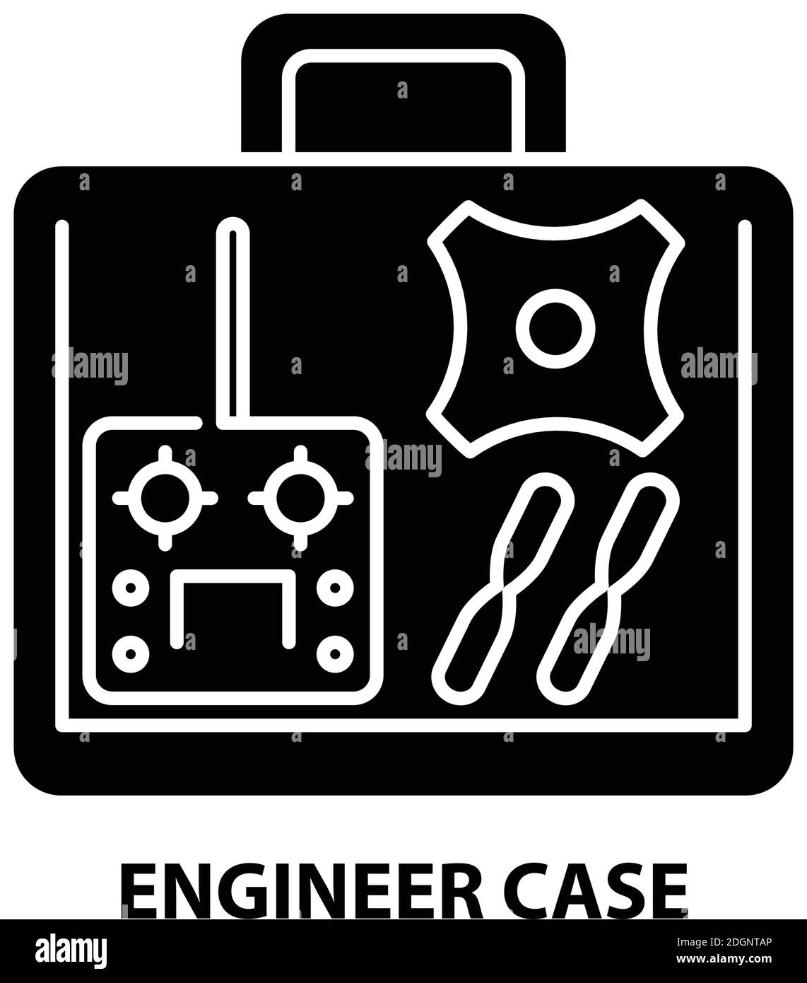 engineer case icon, black vector sign with editable strokes, concept illustration Stock Vector