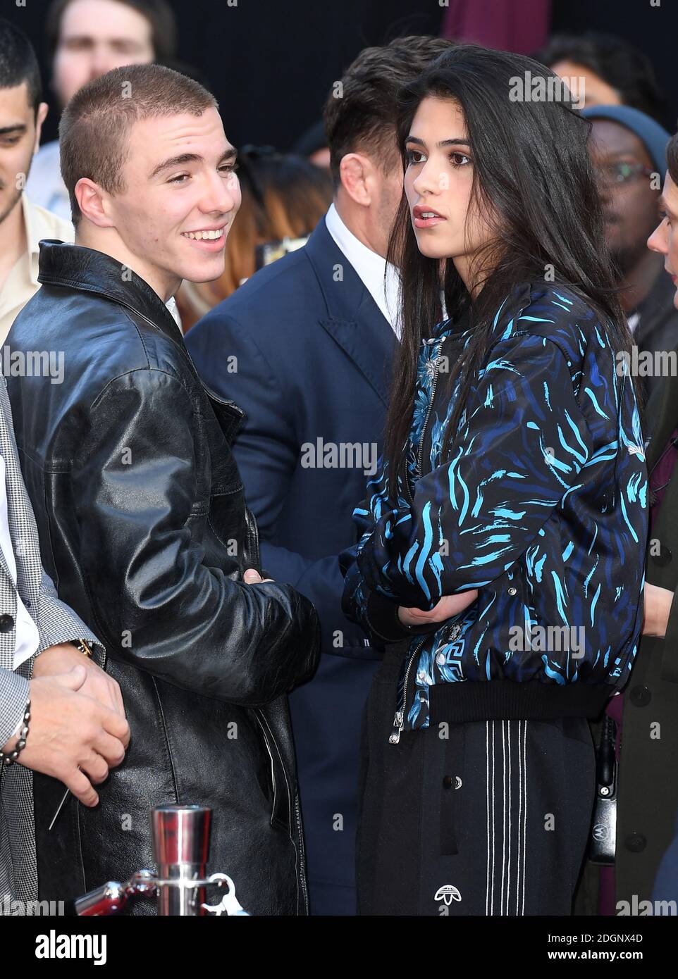 Rocco Ritchie and girlfriend Kim Turnbull attending the European premiere of King Arthur at Cineworld Empire Leicester Square London Stock Photo Alamy
