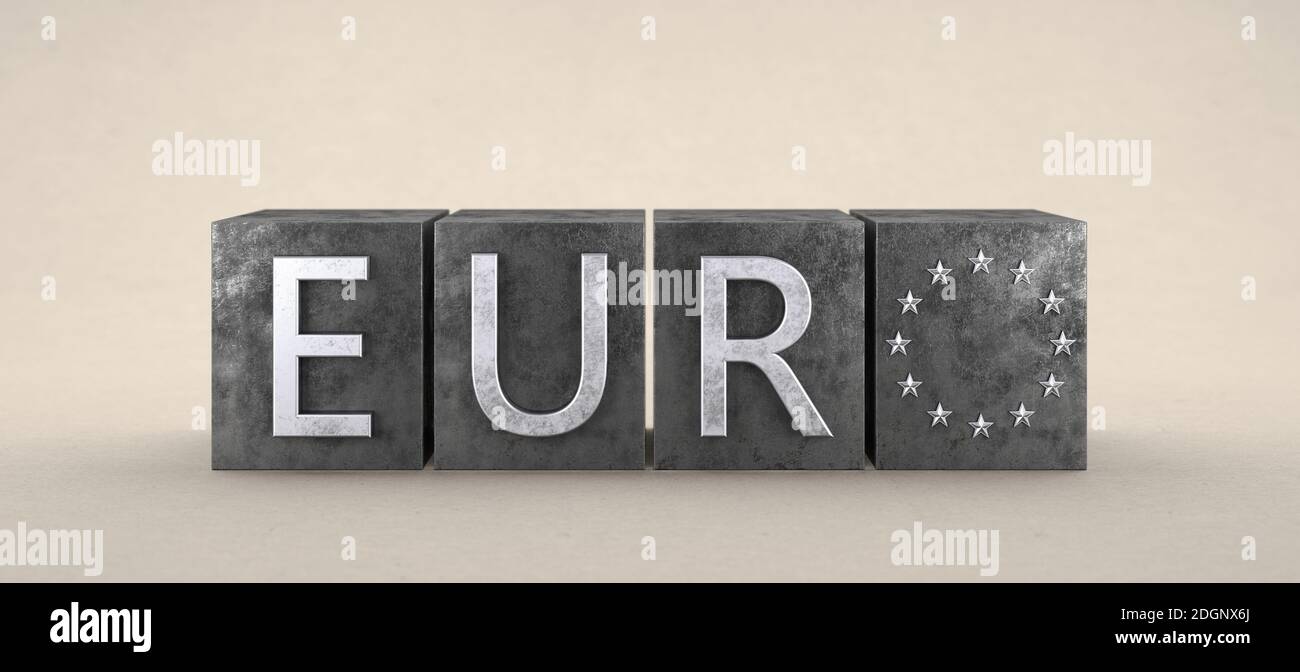 Euro symbol on metal stamp - Illustration Stock Photo