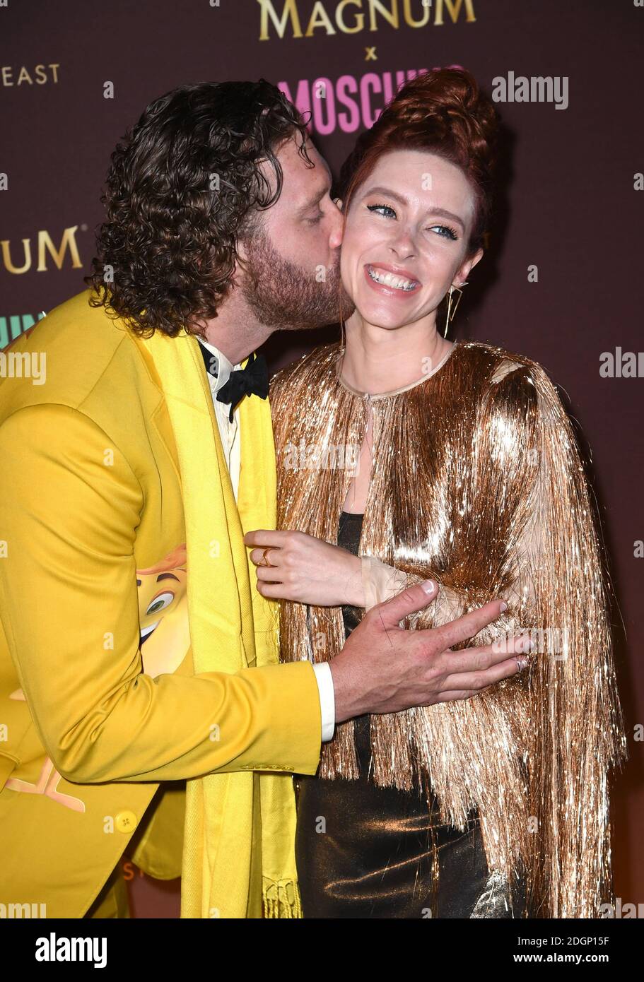 TJ Miller and Kate Gorney attending the Magnum x Moschino Party as part
