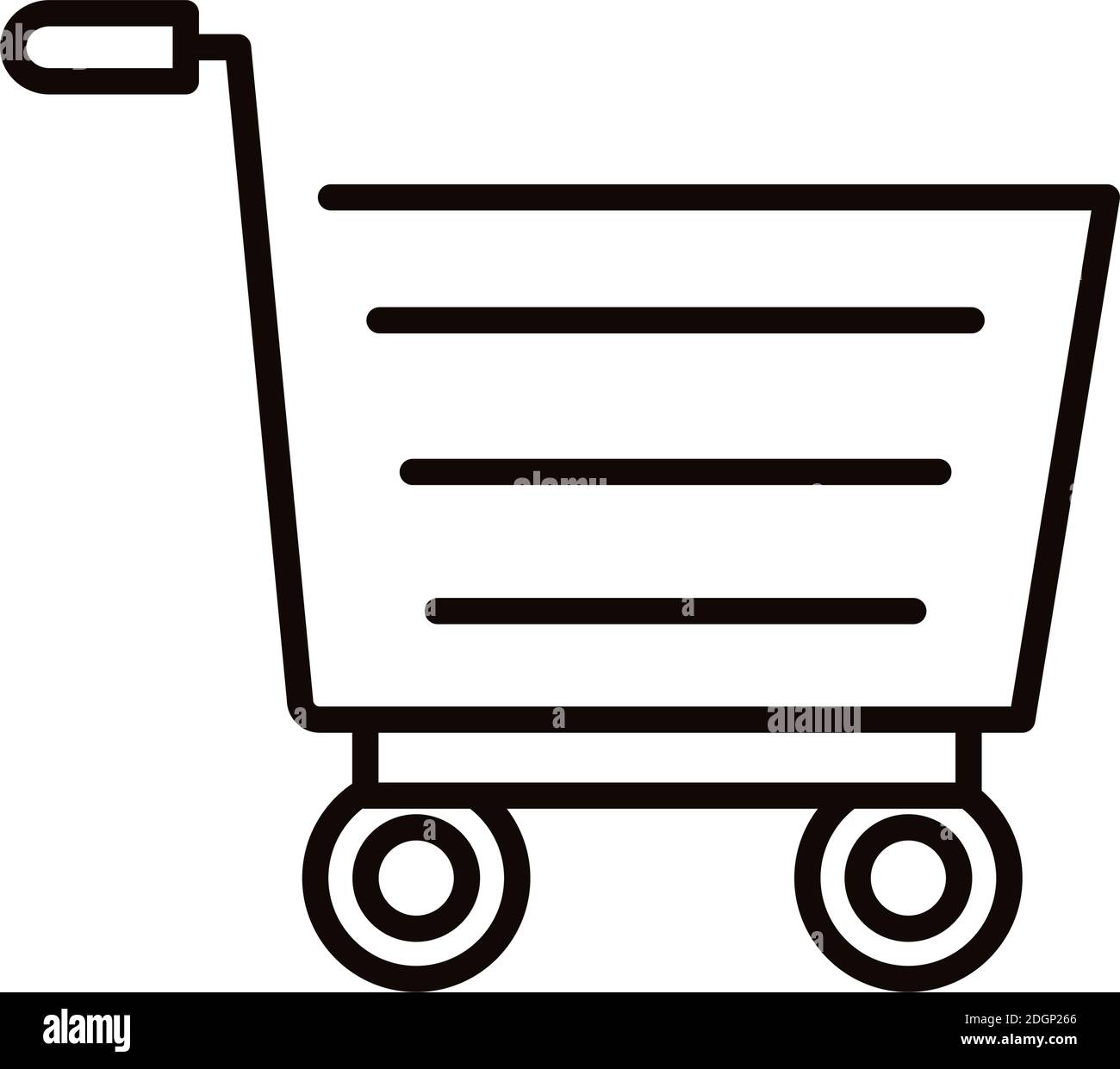 shopping cart trolley with horizontal lines supermarket line style vector illustration design