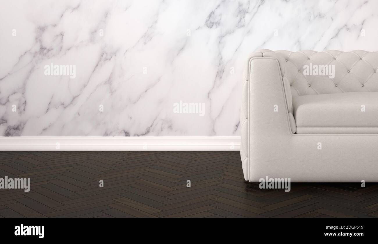 Modern living room with marble wall - Illustration Stock Photo - Alamy