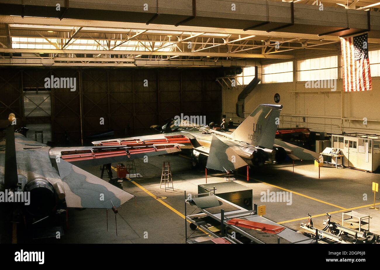 RAF Upper Heyford airbase Oxfordshire UK 1990. Home of 20th Tactical Fighter wing USAF. Flying F111 Aardvark. Stock Photo