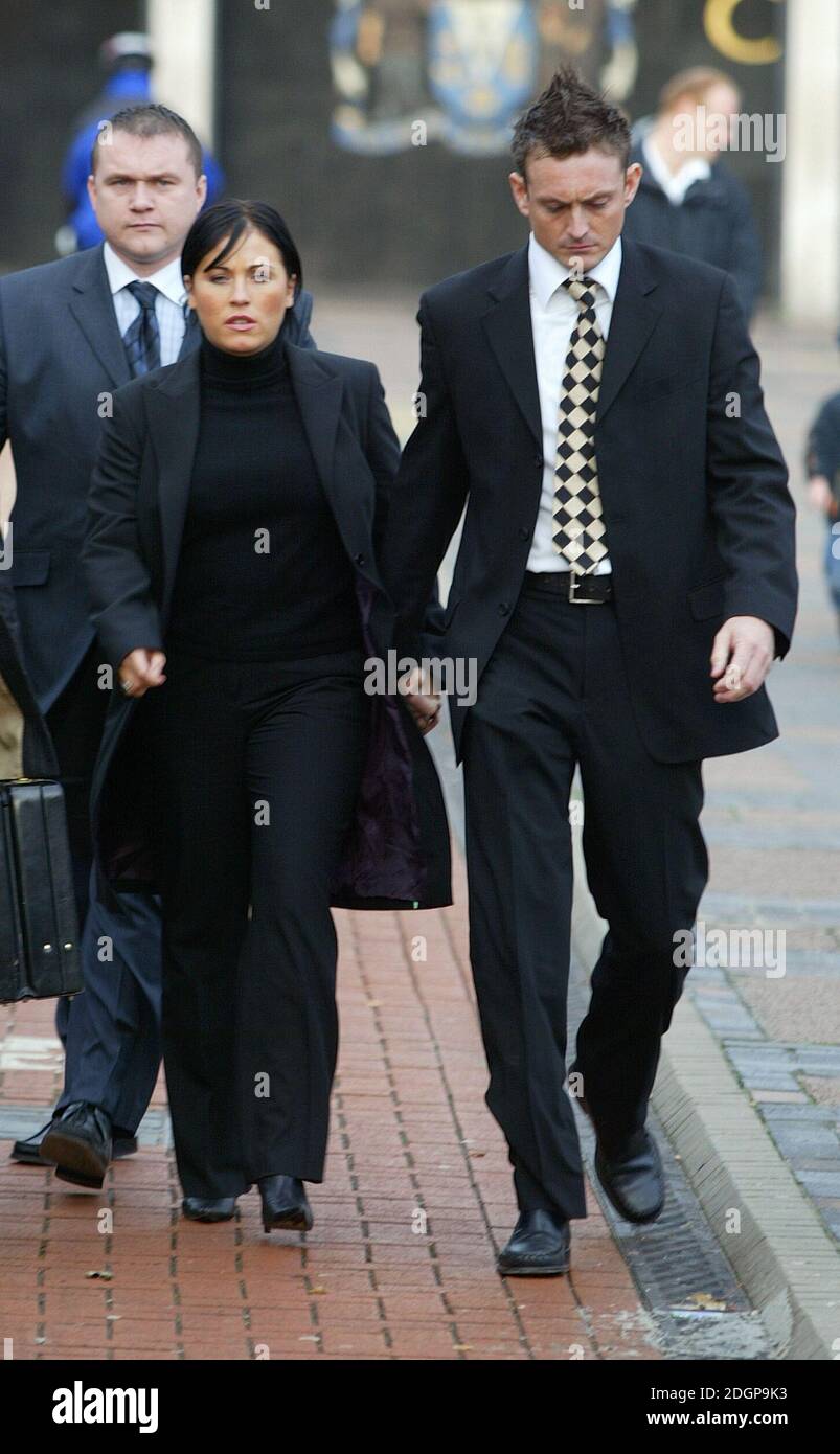 Jessie Wallace and boyfriend Dave Morgan arrive at Southend magistrates court where Jessie is on a drink driving charge. Â©doug peters/allactiondigital.com  Stock Photo