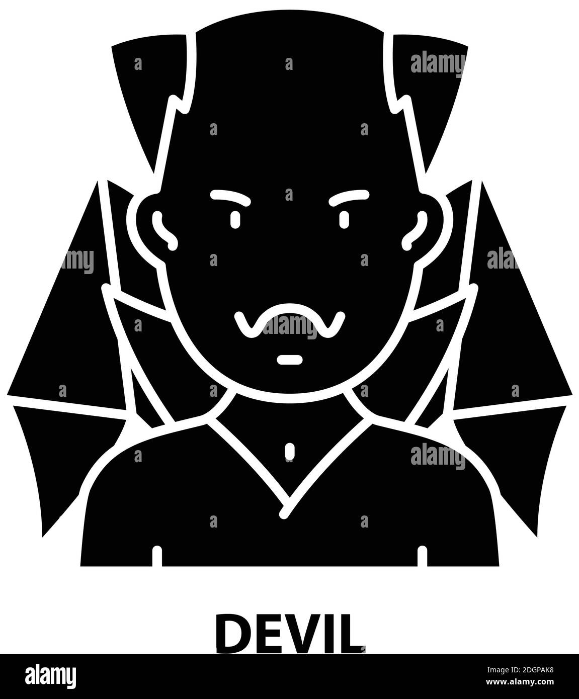 devil icon, black vector sign with editable strokes, concept illustration Stock Vector