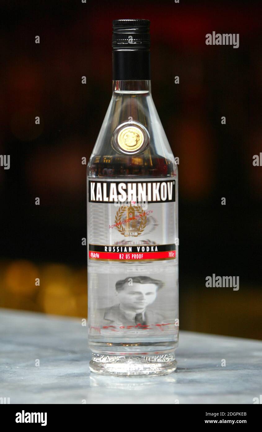 General Mikhail T Kalashnikov, National Hero of Russia and designer of the AK-47  Kalashnikov in London to launch Kalashnikov Vodka, of which he is company  Chairman. Pictured at Boisdale of Belgravia, he