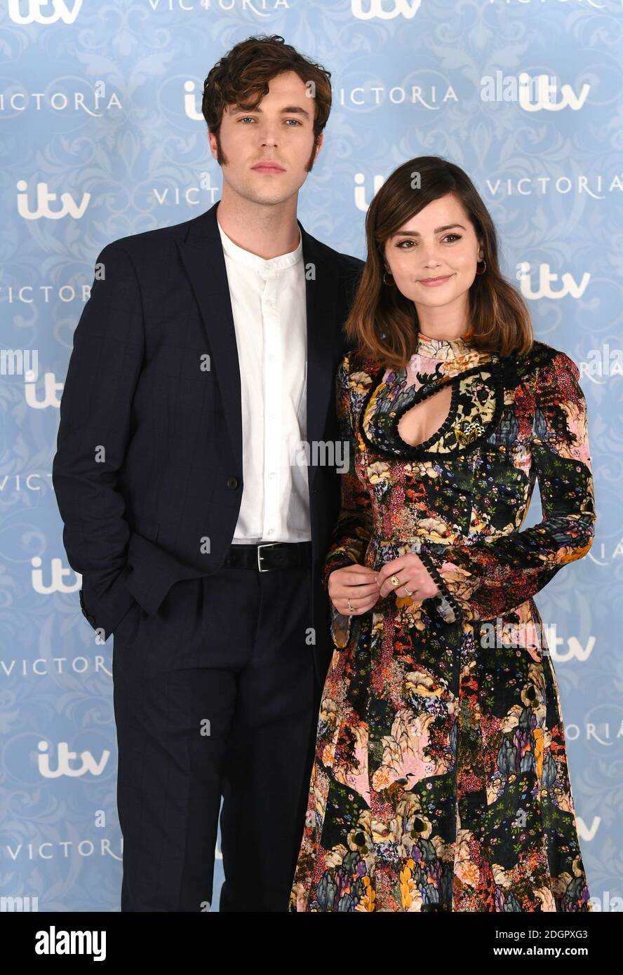 Jenna Coleman and Tom Hughes attending the Season 2 Premiere of ITV's  Victoria held at the Ham Yard Hotel, London Stock Photo - Alamy