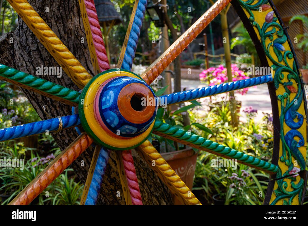 Colourful hand painted cart wheel hires stock photography and images