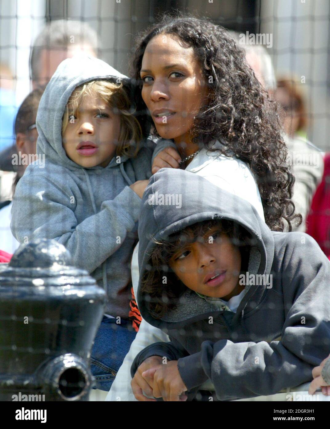 Barbara Feltus, the ex wife of Boris Becker with their children Noah and Elias pictured at the the Ariel Celebrity Tennis Match, Trafalgar Square, London. Doug Peters/allactiondigital.com  Stock Photo