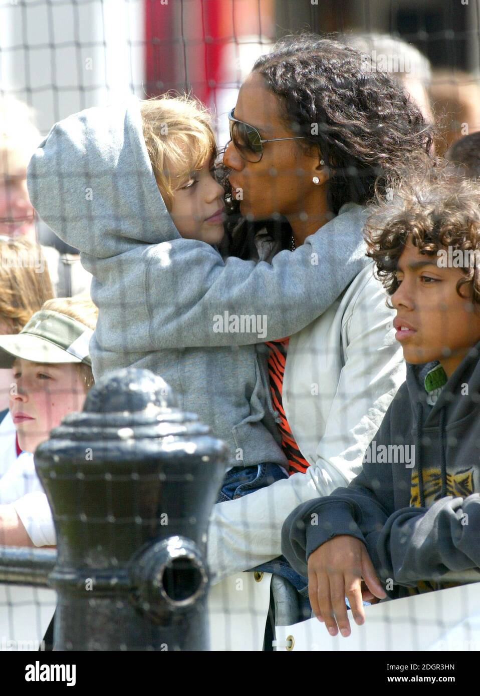 Barbara Feltus, the ex wife of Boris Becker with their children Noah and Elias pictured at the the Ariel Celebrity Tennis Match, Trafalgar Square, London. Doug Peters/allactiondigital.com  Stock Photo