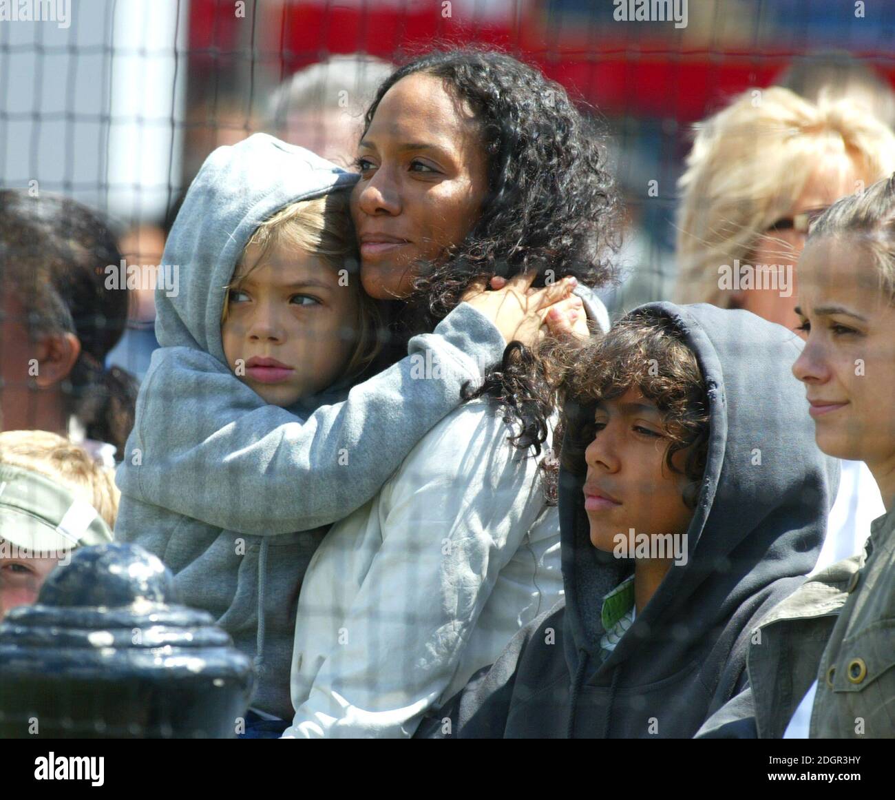 Barbara Feltus, the ex wife of Boris Becker with their children Noah and Elias pictured at the the Ariel Celebrity Tennis Match, Trafalgar Square, London. Doug Peters/allactiondigital.com  Stock Photo