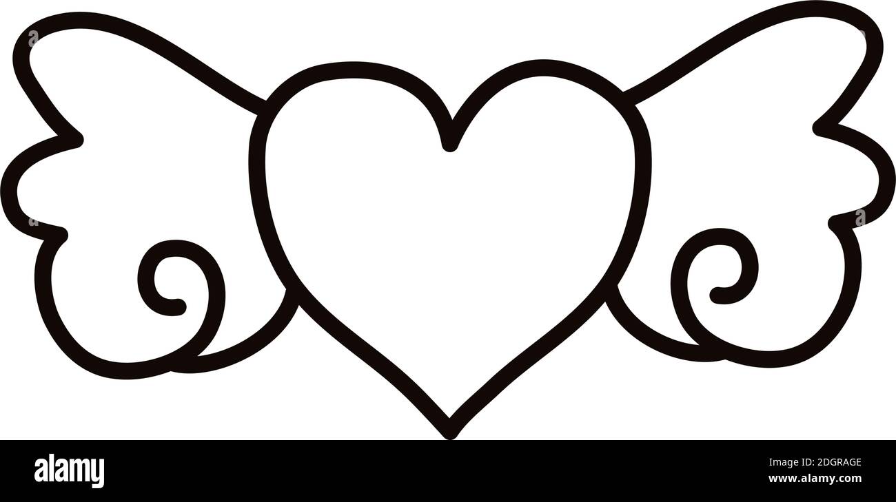 heart love romantic with wings line style icon vector illustration ...