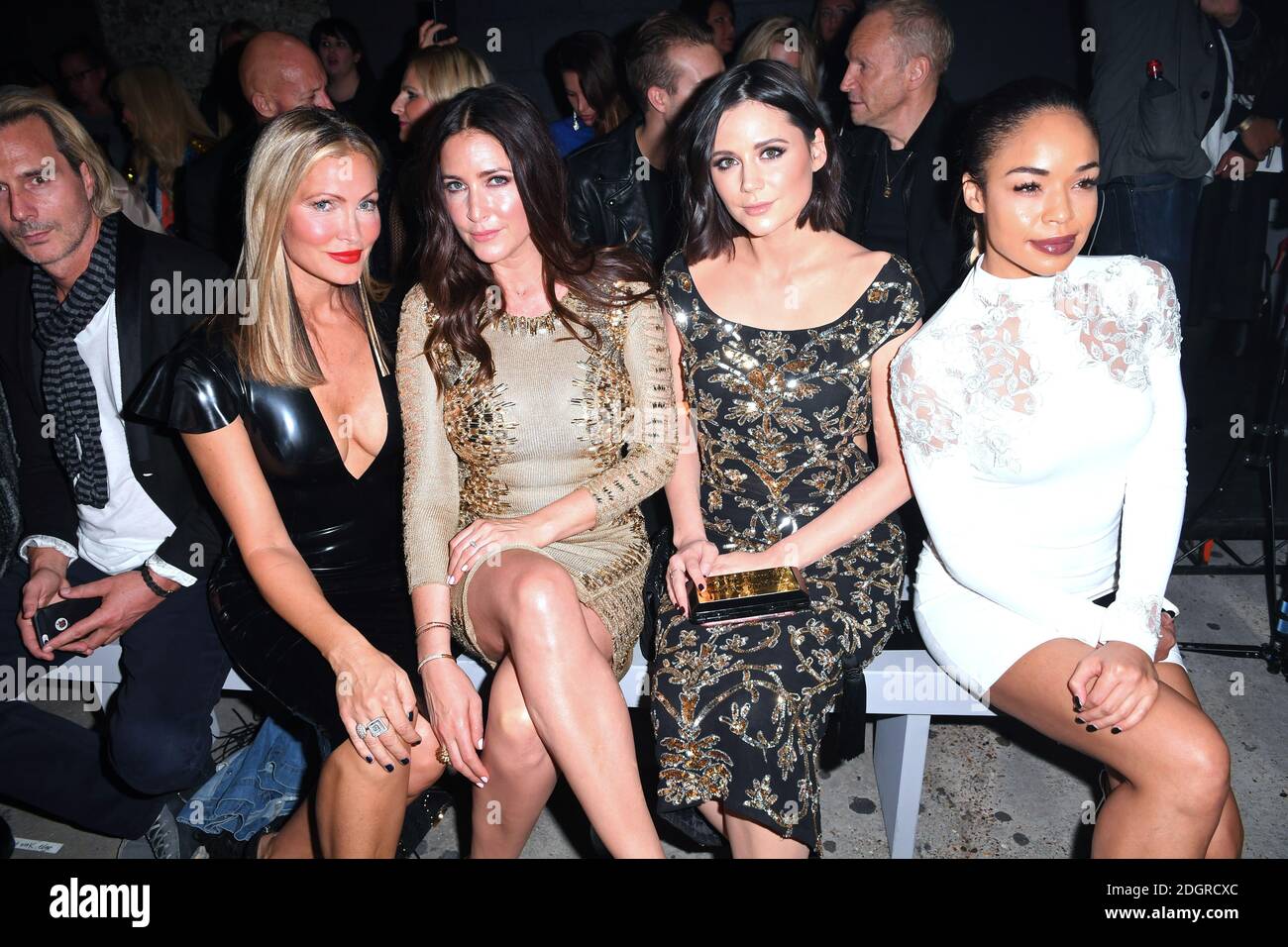 Caprice Bourret (L - R), Lisa Snowden, Lilah Parsons and Sarah-Jane  Crawford during the Julien Mcdonald Front Row London Fashion Week SS18 show  held at No 1 Invicta Plaza London. Picture date: