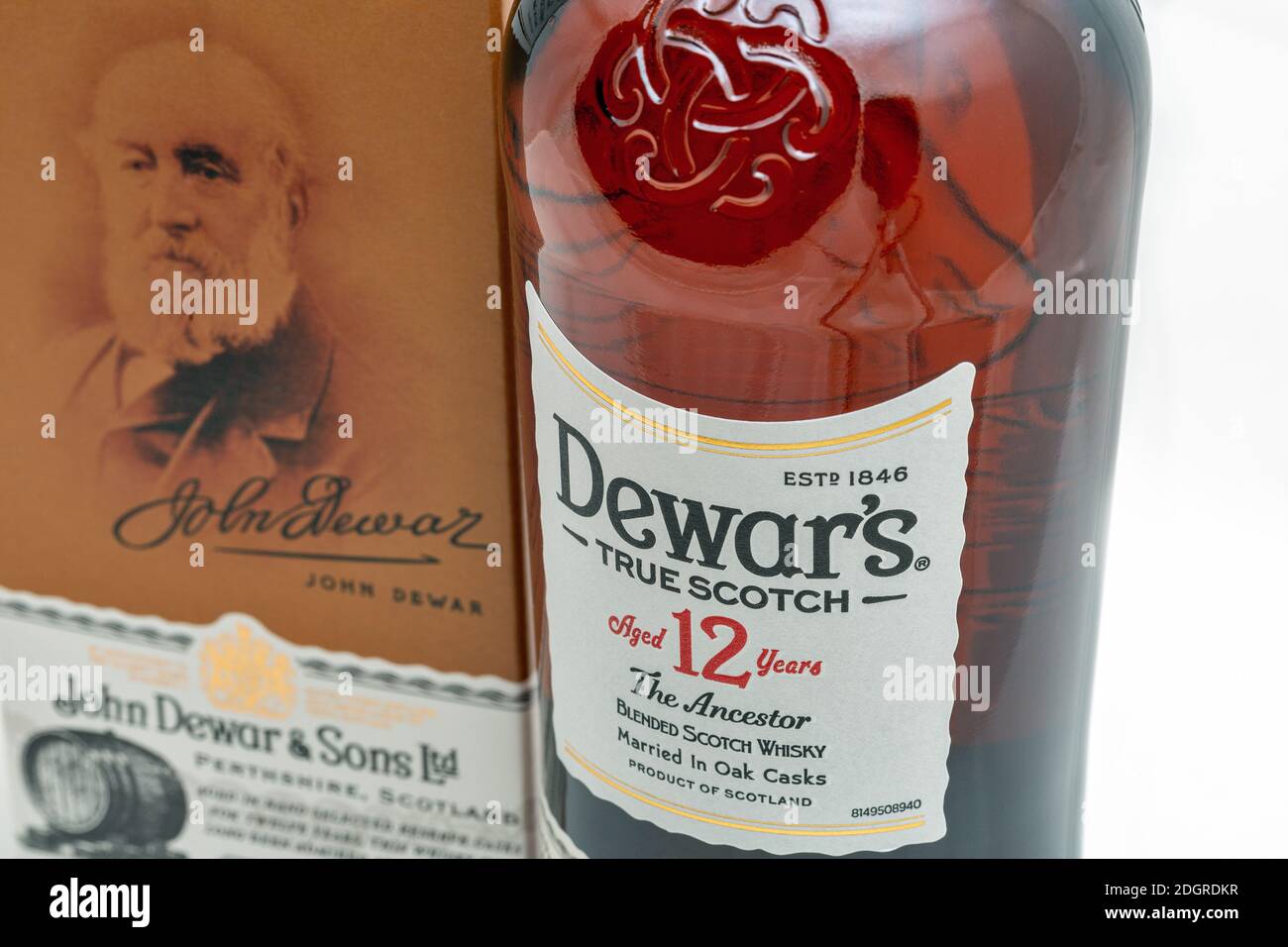KYIV, UKRAINE - AUGUST 17, 2019: Dewar's True Scotch The Ancestor aged ...