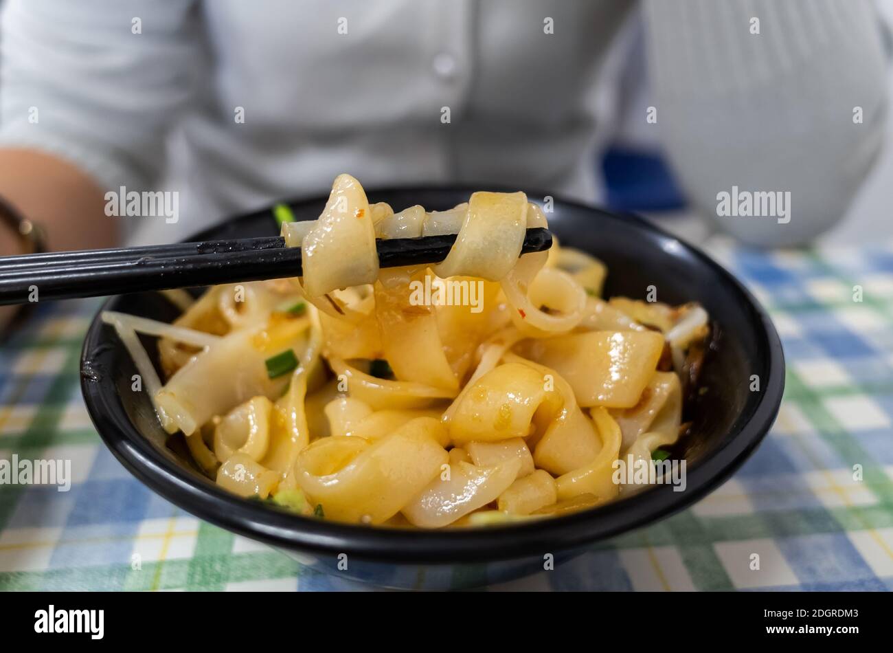 Taiwanese hakka flat noodles Stock Photo