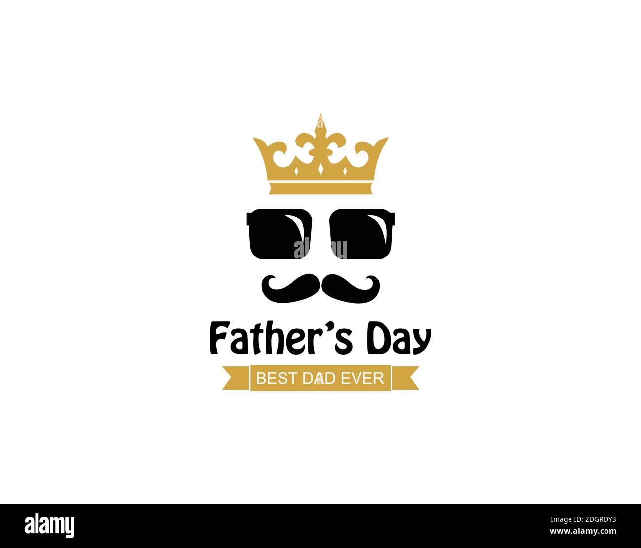 happy father's day with mustache and crown logo template inspiration Stock Vector