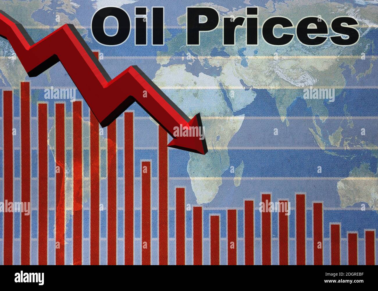 Falling oil prices world map Stock Photo - Alamy