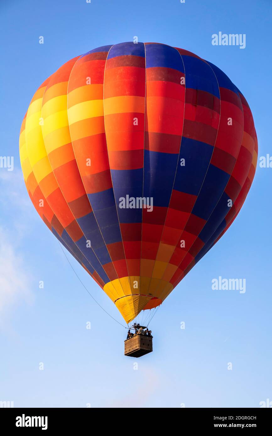 Colorful hot air balloon in the blue sky Stock Photo - Alamy