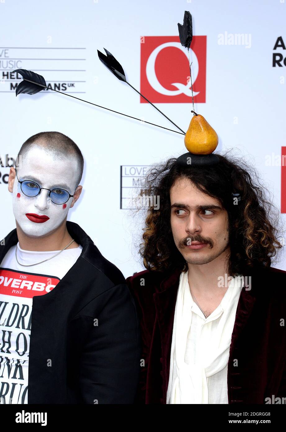 Zac (left) and Achilleas from Athens from HMLTD attending the Q Awards in  association with Absolute Radio at the Camden Roundhouse, London. Photo  credit should read: Doug Peters/EMPICS Entertainment Stock Photo -