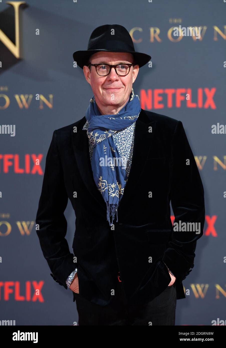 Alex Jennings attending the season two premiere of The Crown at the