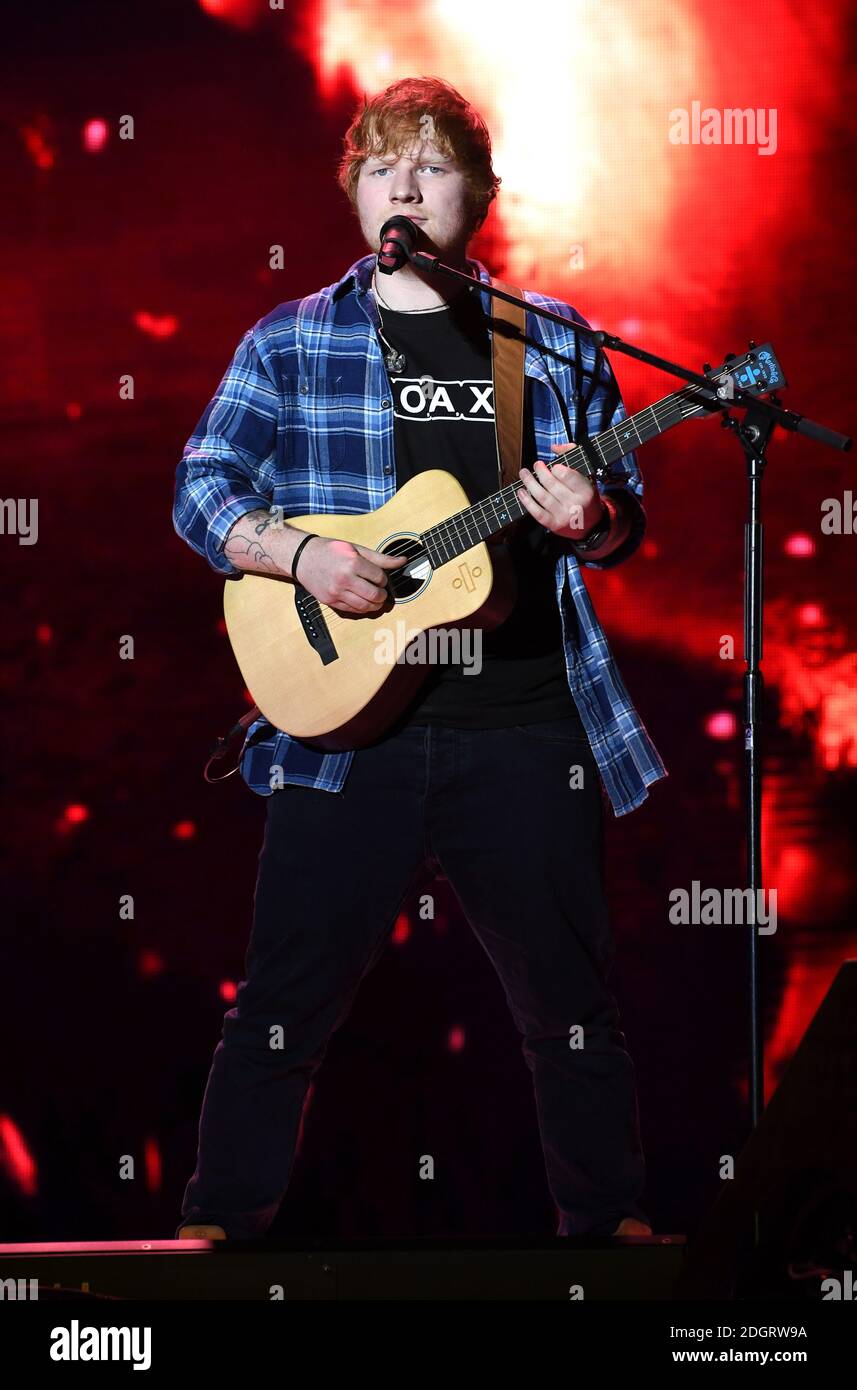 Ed Sheeran on stage during day two of Capital's Jingle Bell Ball 2017 ...