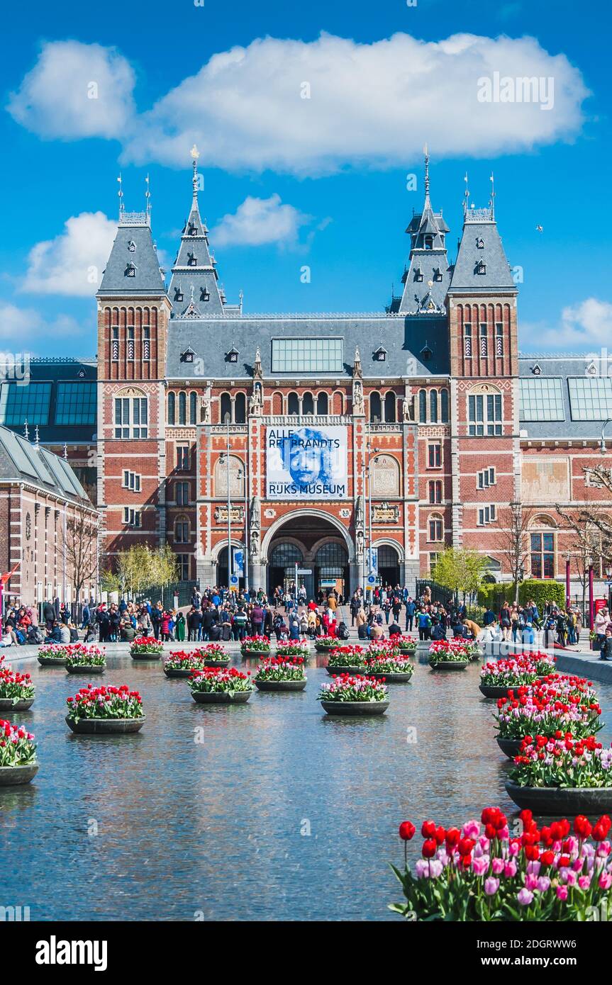 The Rijkmuseum and its gardens and its surroundings in Amsterdam Stock Photo