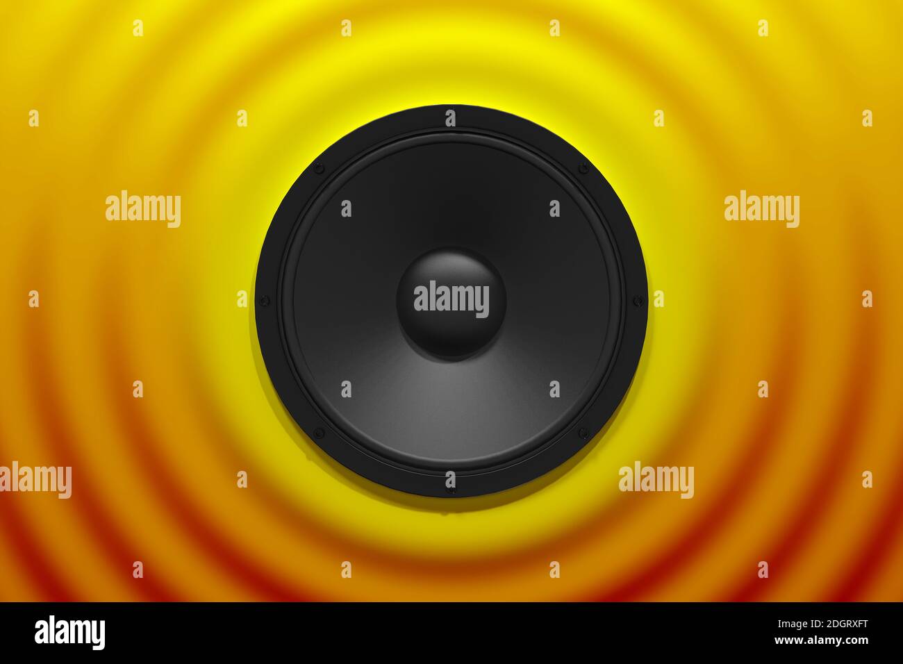 Abstract sound speaker with dynamic bass waves - 3D Illustration Stock ...