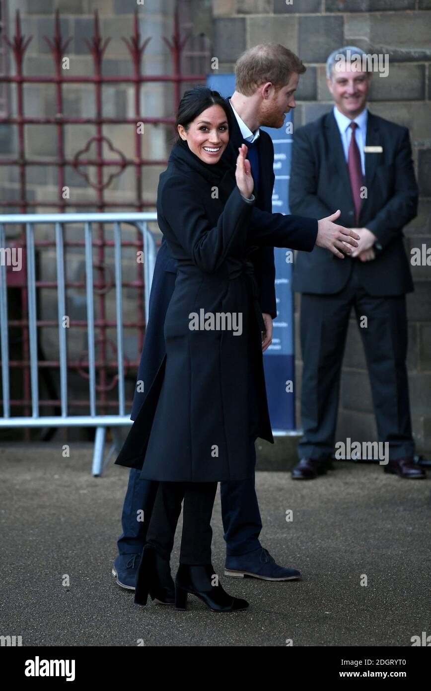 Prince Harry and Meghan Markle during a visit to Cardiff Castle