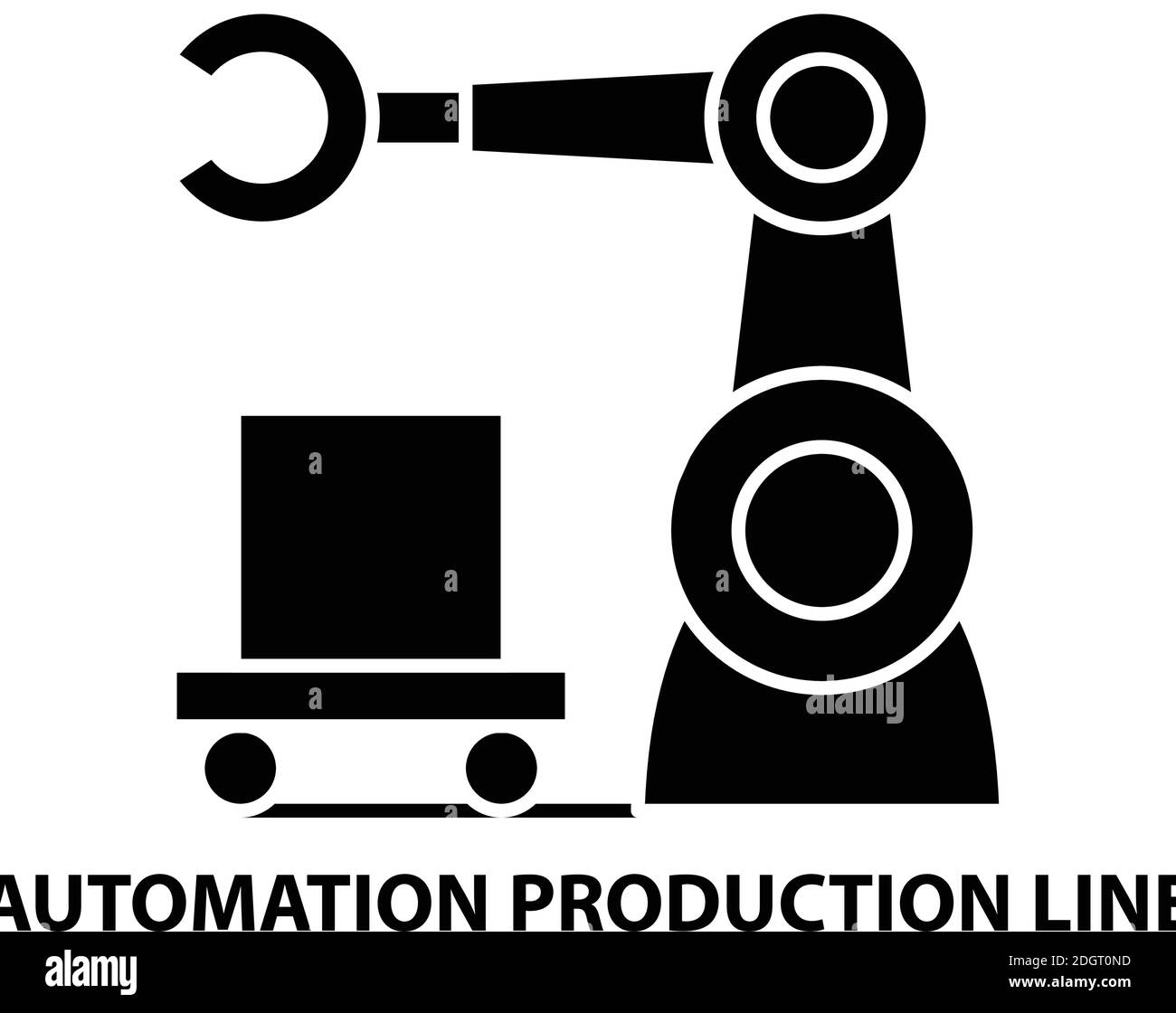 automation production line icon, black vector sign with editable