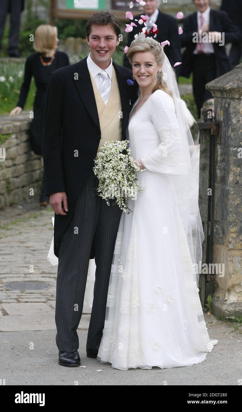 Harry Lopes and Laura Parker Bowles leave St. Cyriac's Church Stock Photo -  Alamy