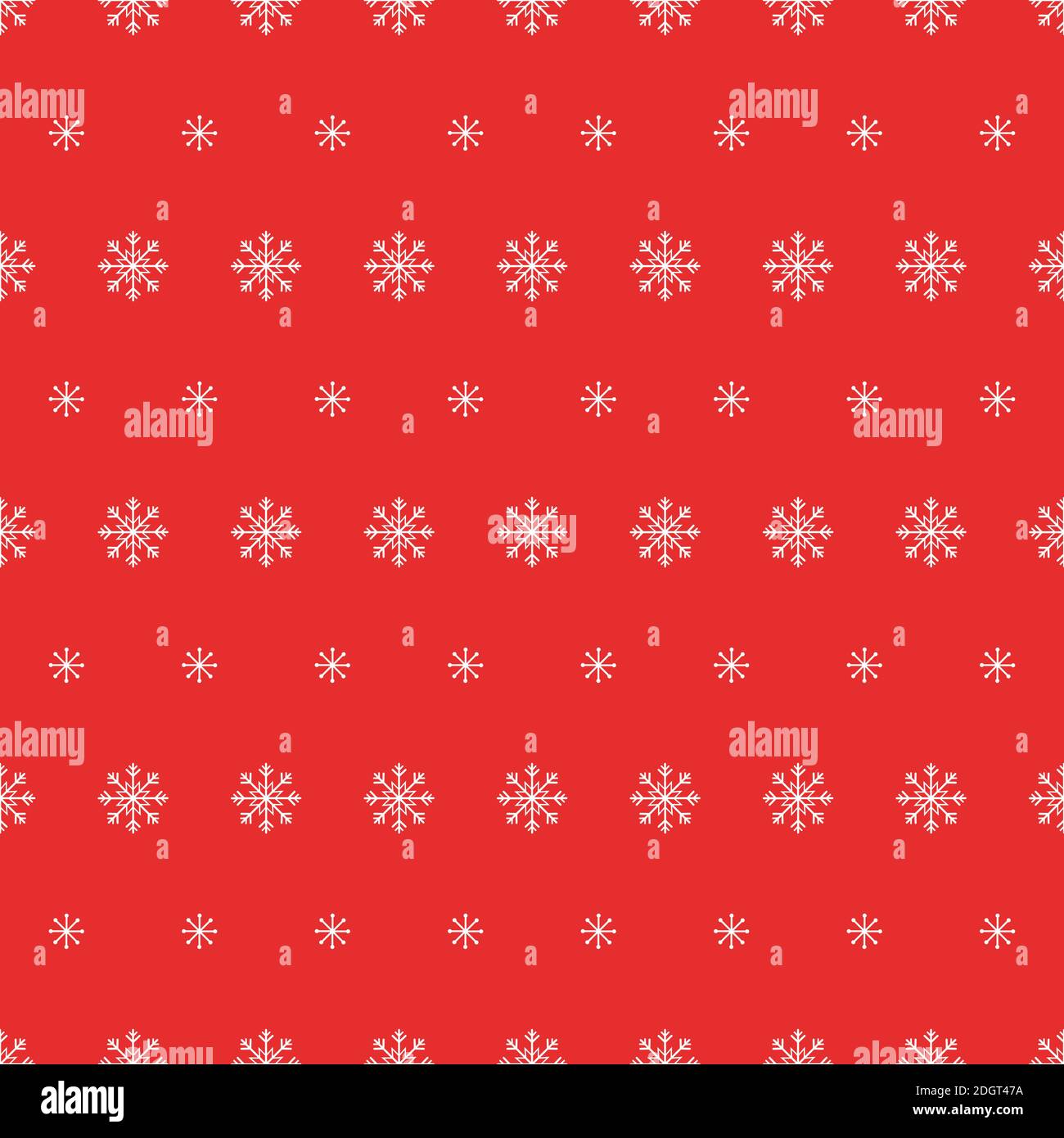 Snowflake seamless pattern. Snow on red background. Abstract wallpaper, wrapping decoration. Merry Christmas holiday, Happy New Year celebration. Stock Photo