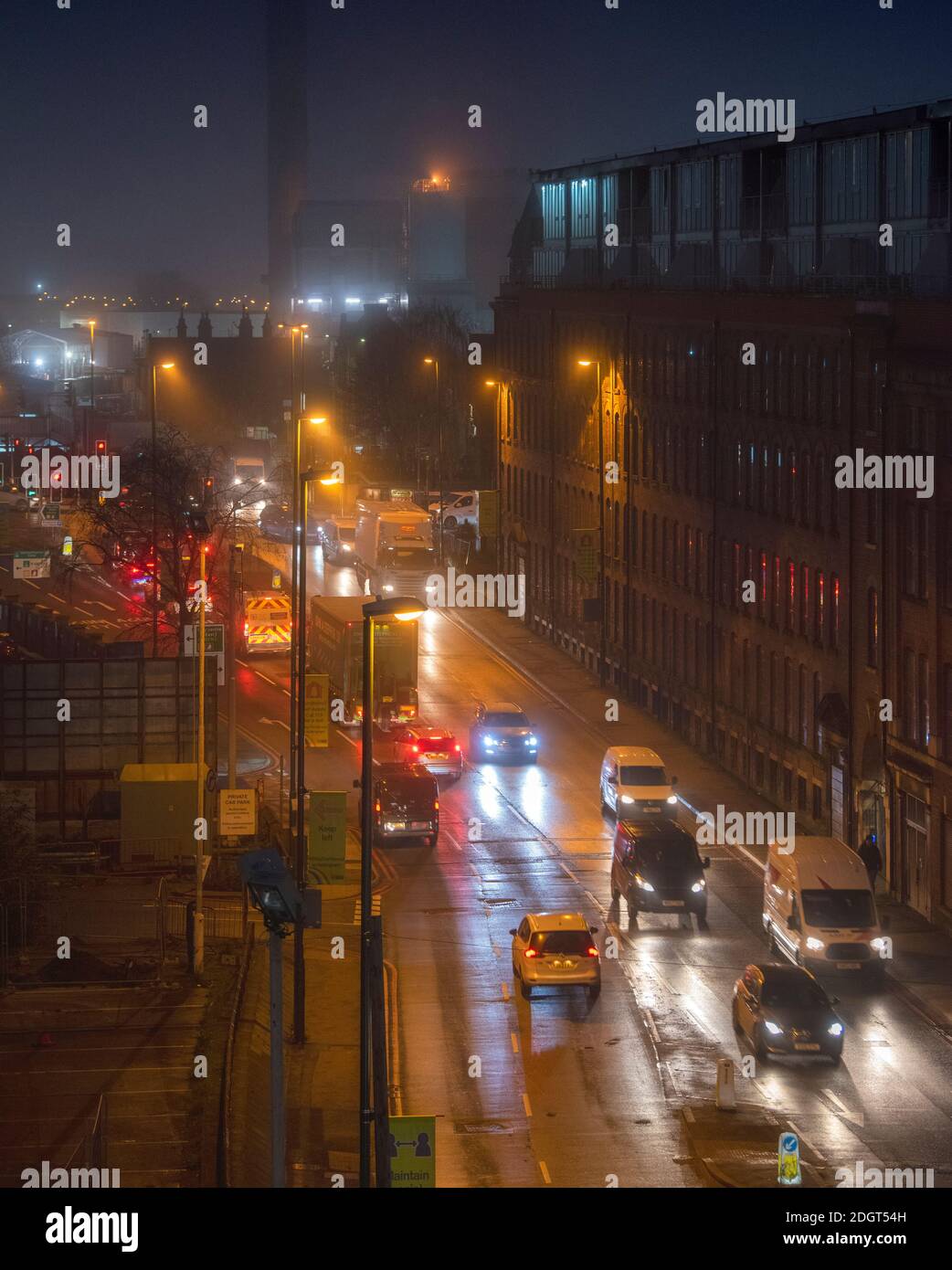 Rush hour on Queen's Road in Nottingham City, looking towards Eastcroft