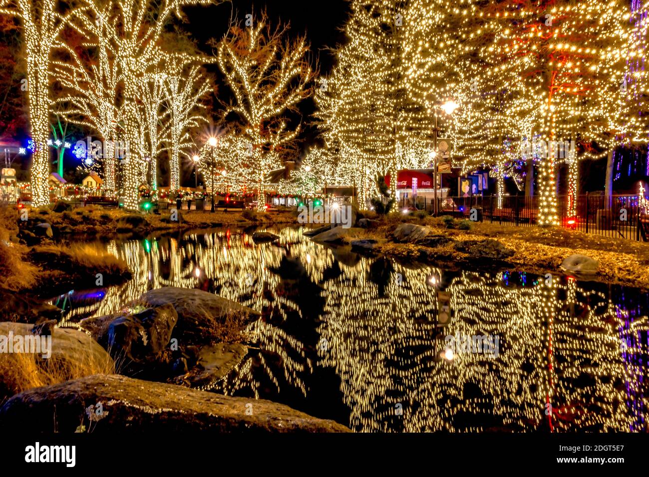 Christmas time winterfest celebration at carowinds amusement park in