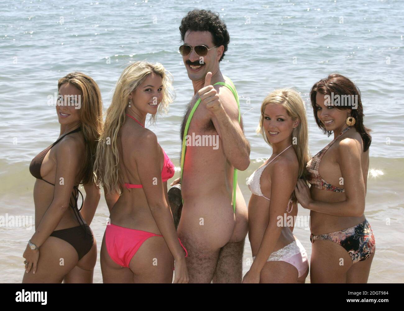 Borat complete with thong and girls. Stock Photo