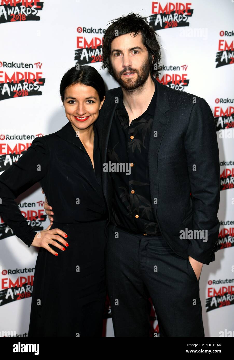 Jim Sturgess and Dina Mousawi attending the Rakuten TV Empire Awards 2018 held at The Roundhouse, London. Photo credit should read: Doug Peters/EMPICS Entertainment Stock Photo