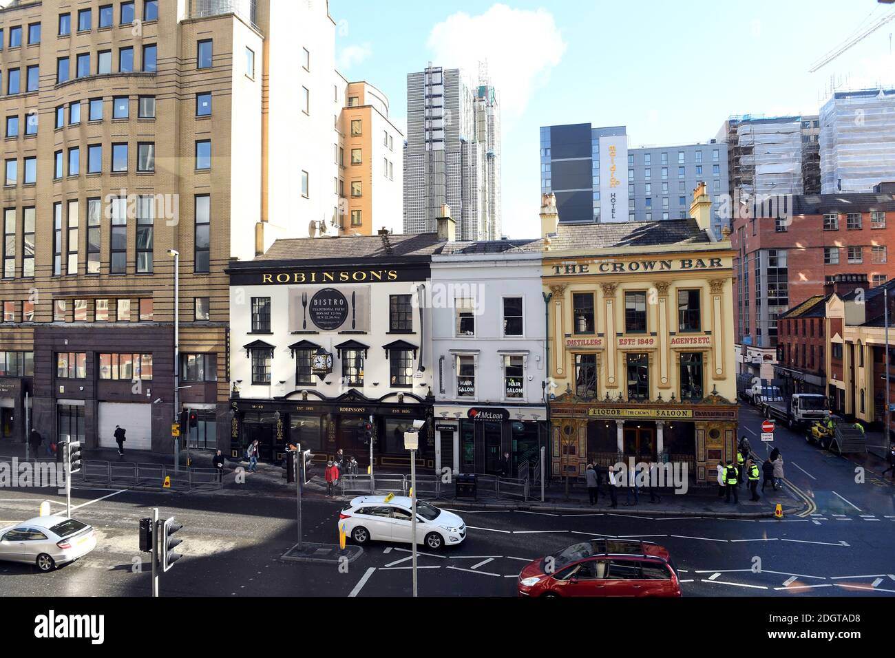 General view of the The Crown Liquor Saloon in Belfast ahead of the royal visit Stock Photo