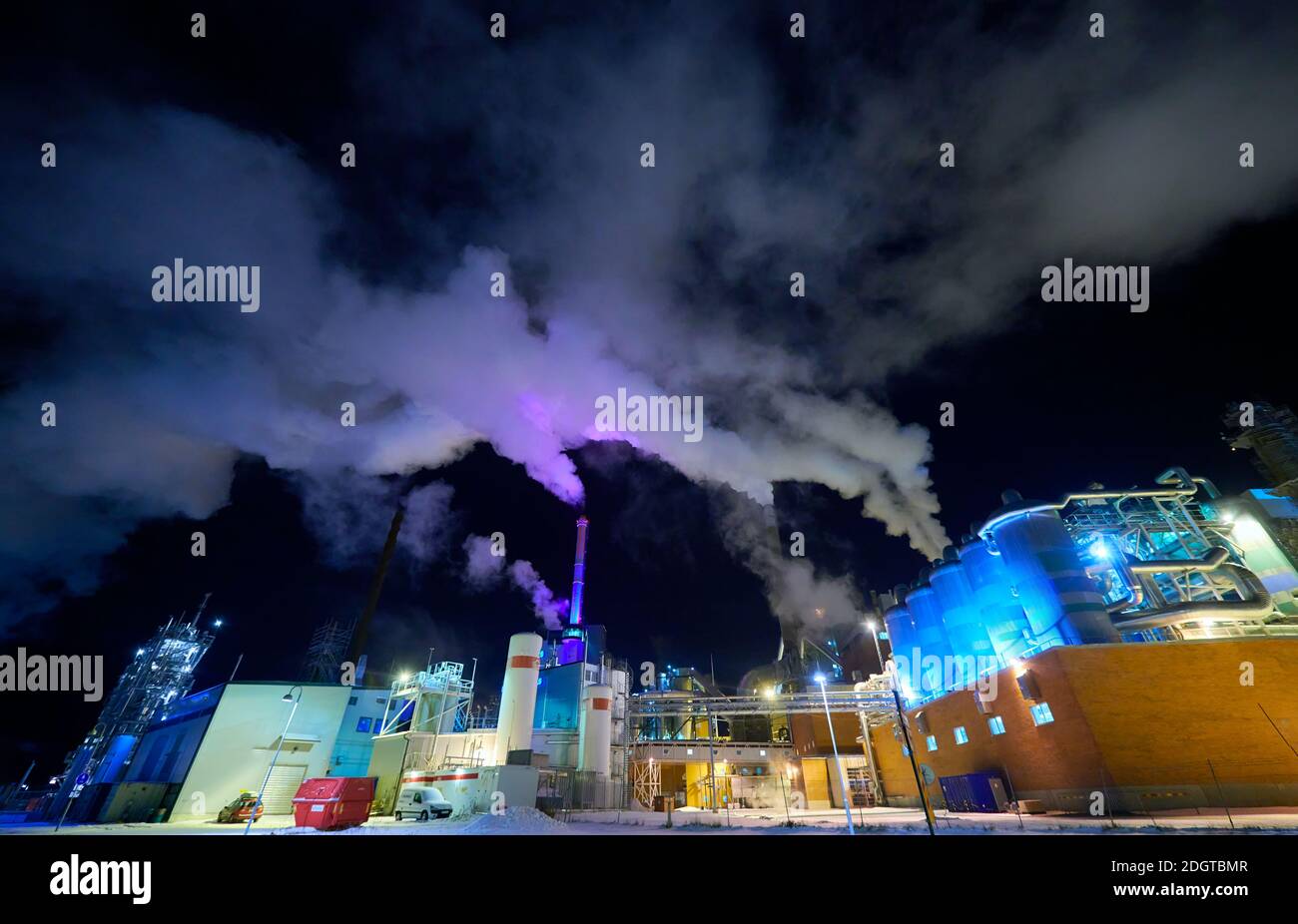 Factory at Night Air Pollution From Industrial Smoke Stock Photo - Alamy