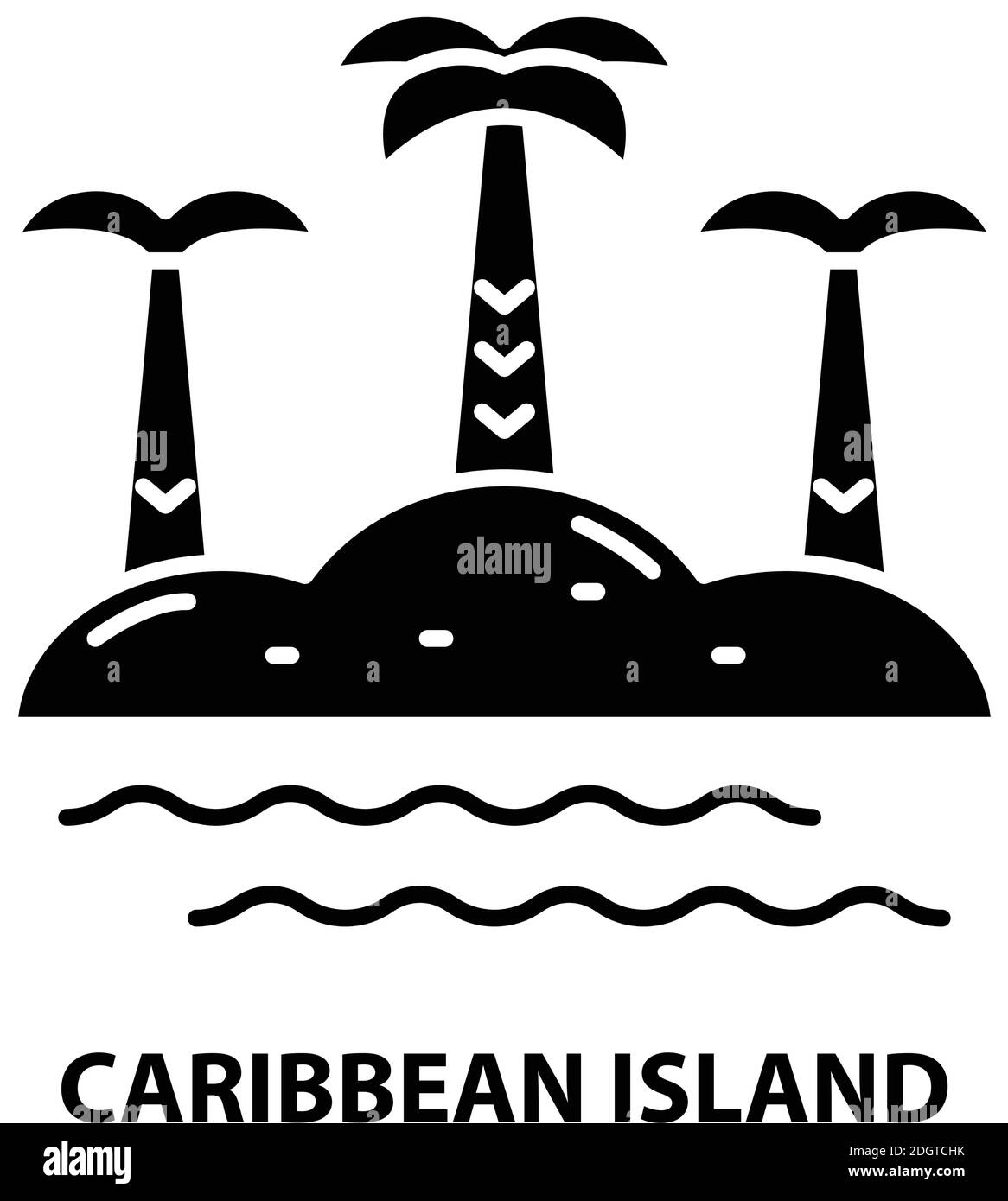 caribbean island icon, black vector sign with editable strokes, concept illustration Stock Vector