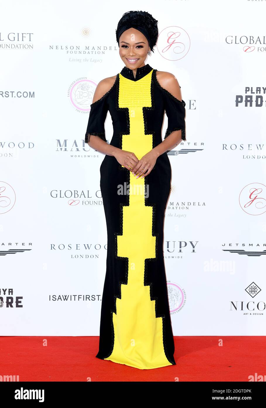 Bonang Matheba attending the Nelson Mandela Global Gift Gala, at the  Rosewood Hotel, London. Photo credit should read: Doug Peters/EMPICS  Entertainment Stock Photo - Alamy