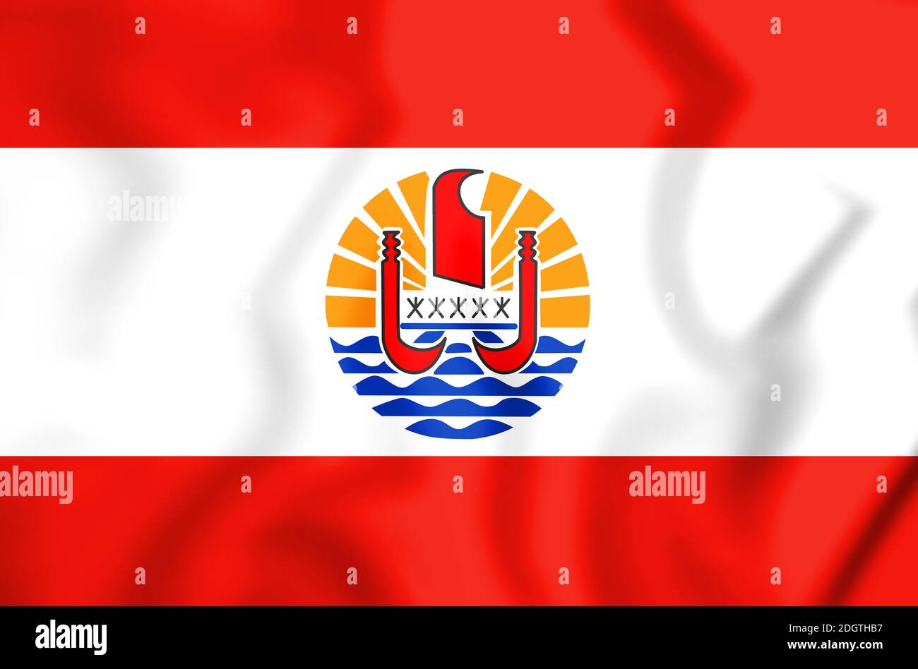 3D Flag of the French Polynesia. 3D Illustration. Stock Photo