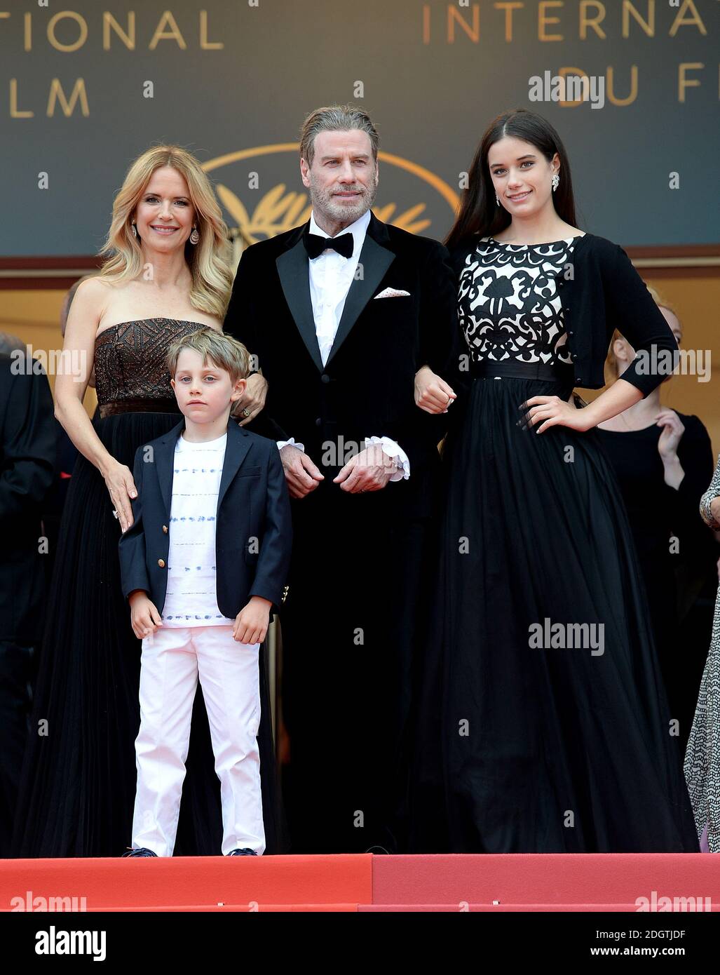 Kelly Preston, Benjamin Travolta, John Travolta and Ella Bleu Travolta attending the Solo: A Star Wars Story premiere at the 71st Cannes Film Festival Stock Photo