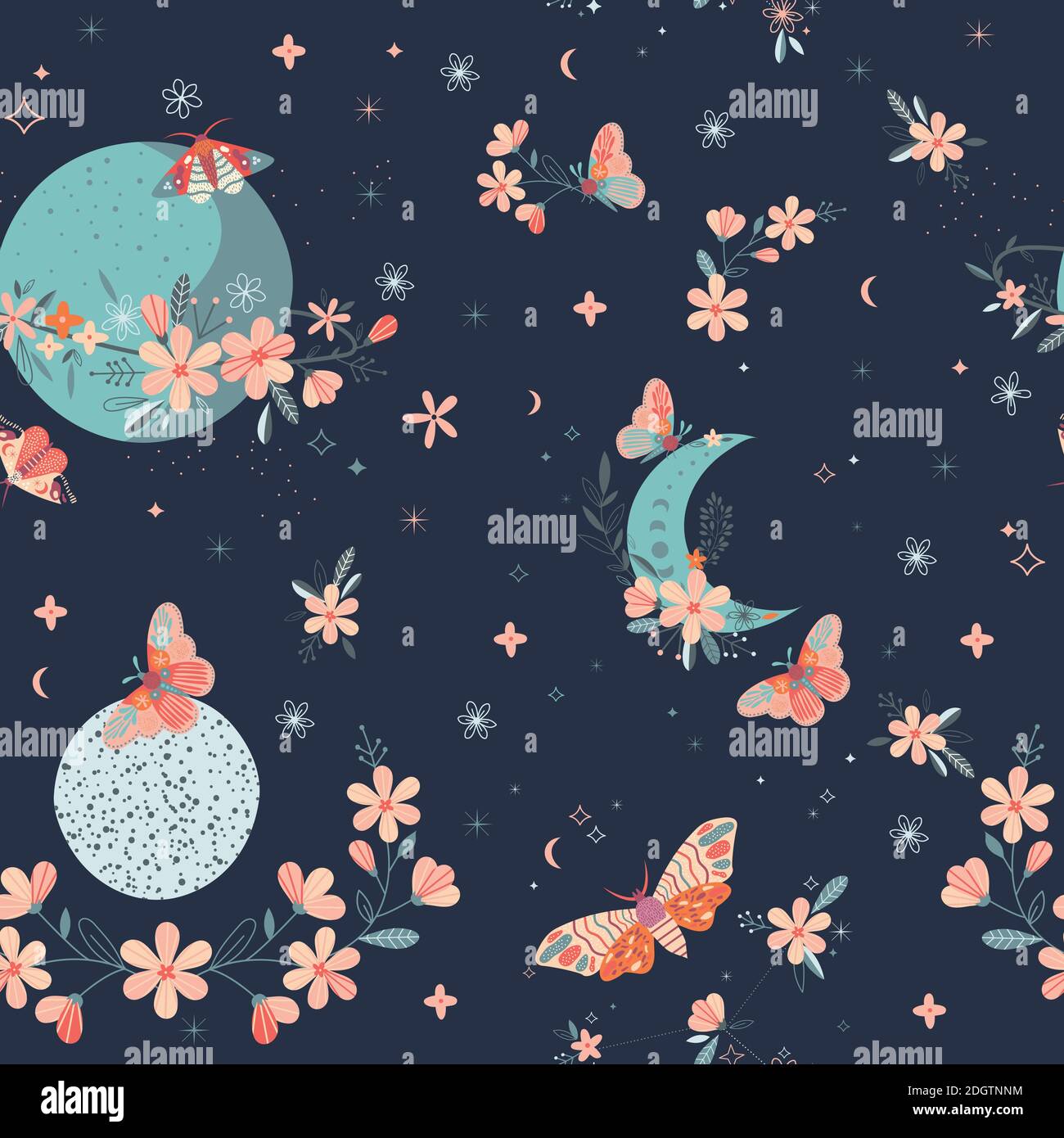 Seamless Floral Pattern with butterfly in vector Stock Vector Image ...