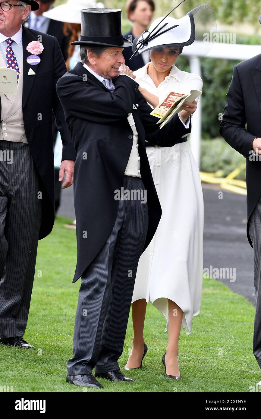 Racing manager John Warren with the Duchess of Sussex during day one of Royal Ascot at Ascot Racecourse Stock Photo