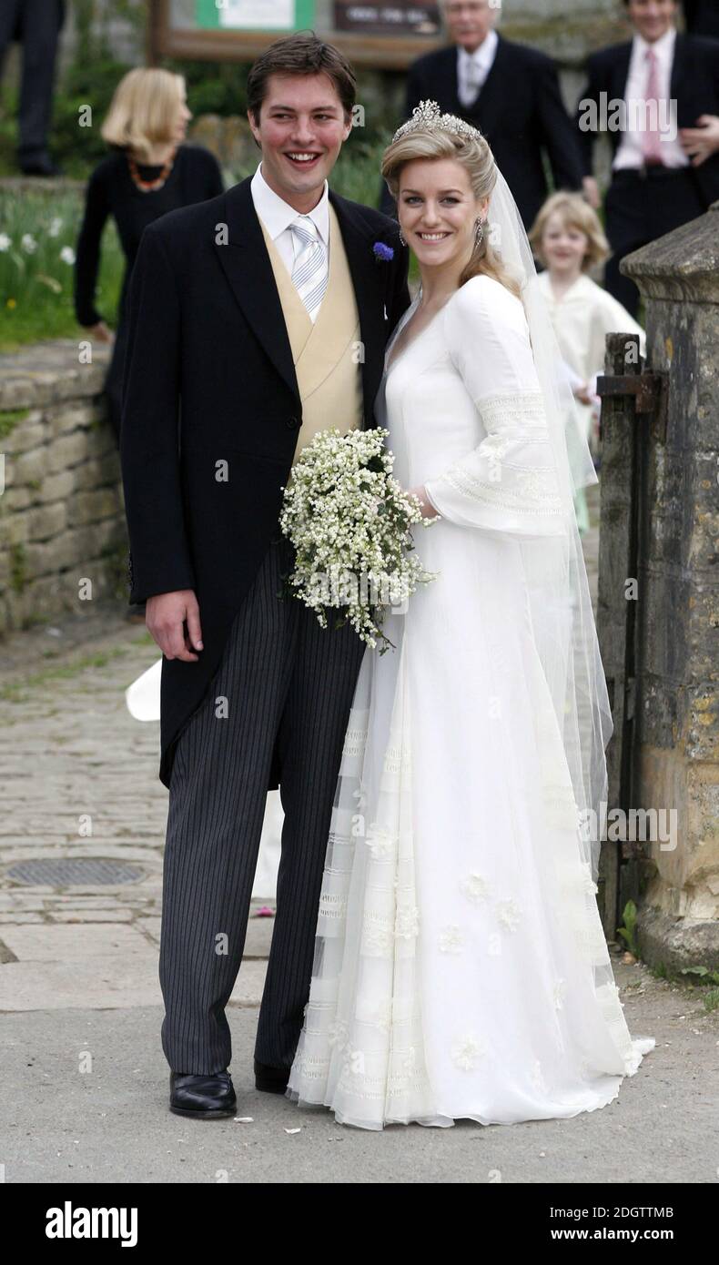 Harry Lopes and Laura Parker Bowles leave St. Cyriac's Church Stock ...