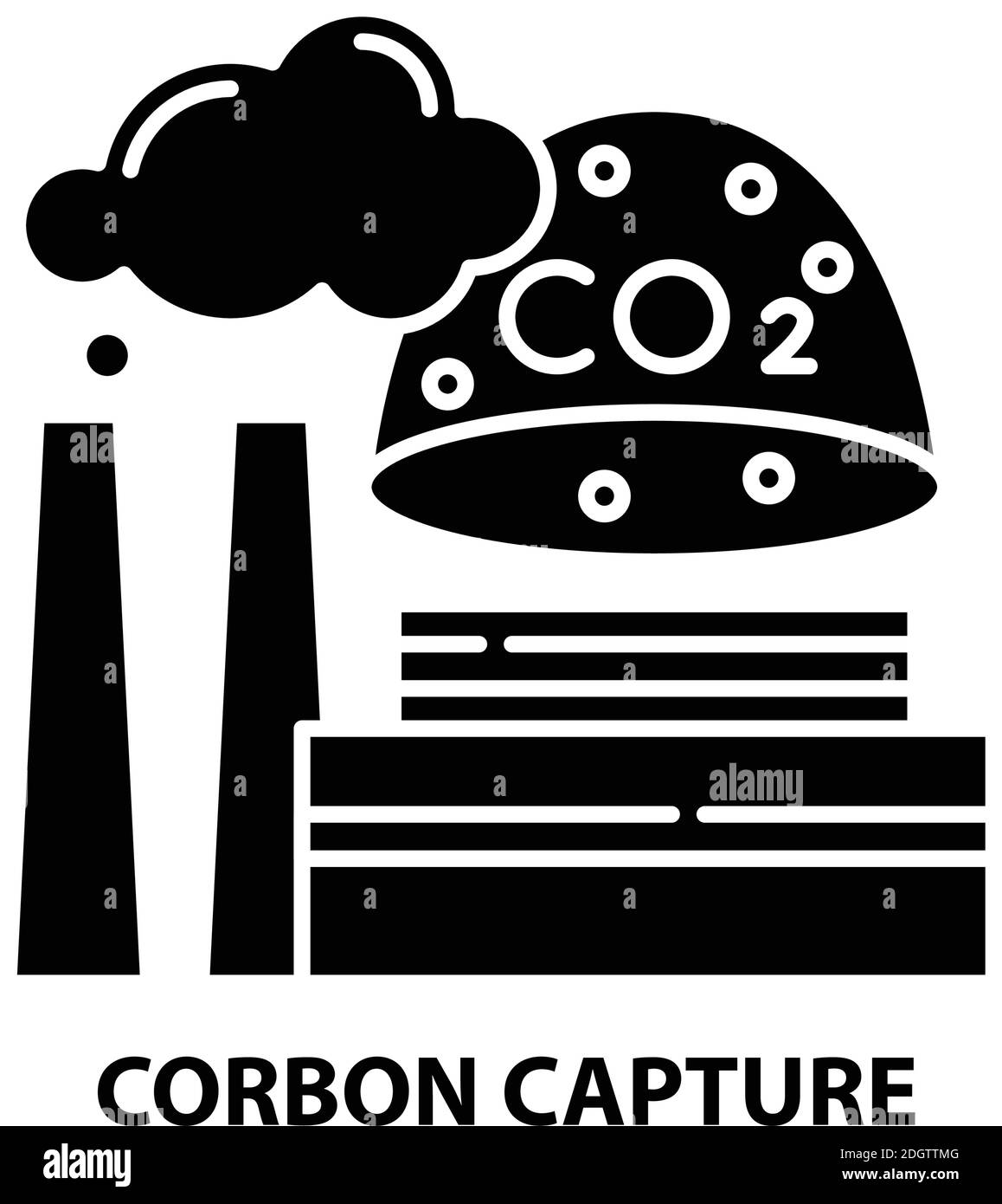 carbon capture icon, black vector sign with editable strokes, concept illustration Stock Vector