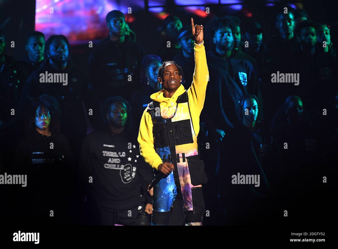 Travis Scott performs on stage at the MTV Video Music Awards 2018, Radio City, New York. Photo credit should read: Doug Peters/EMPICS  Stock Photo