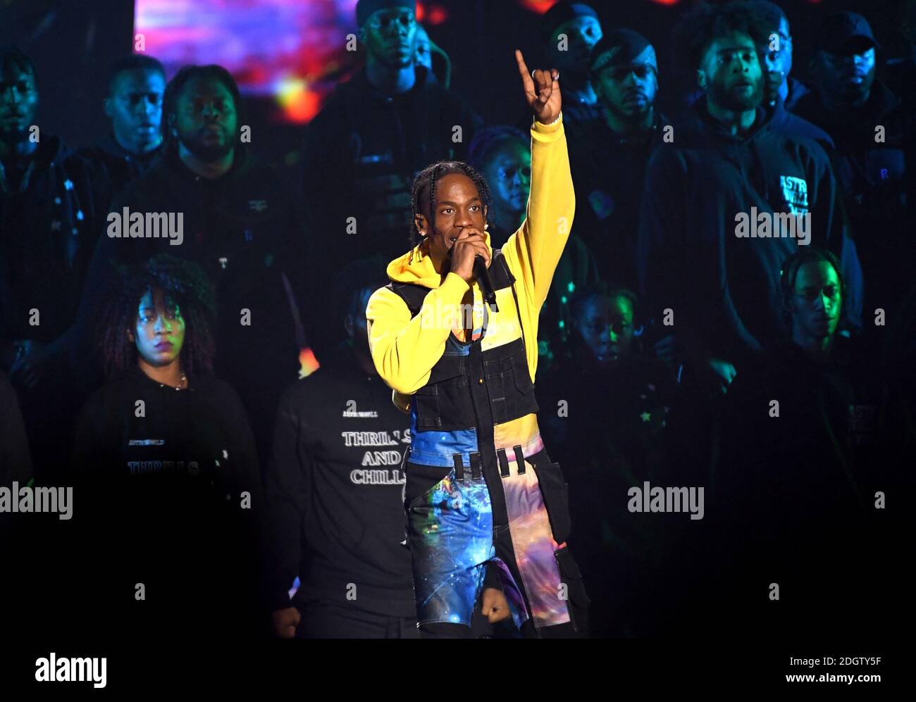 Travis Scott performs on stage at the MTV Video Music Awards 2018, Radio City, New York. Photo credit should read: Doug Peters/EMPICS  Stock Photo