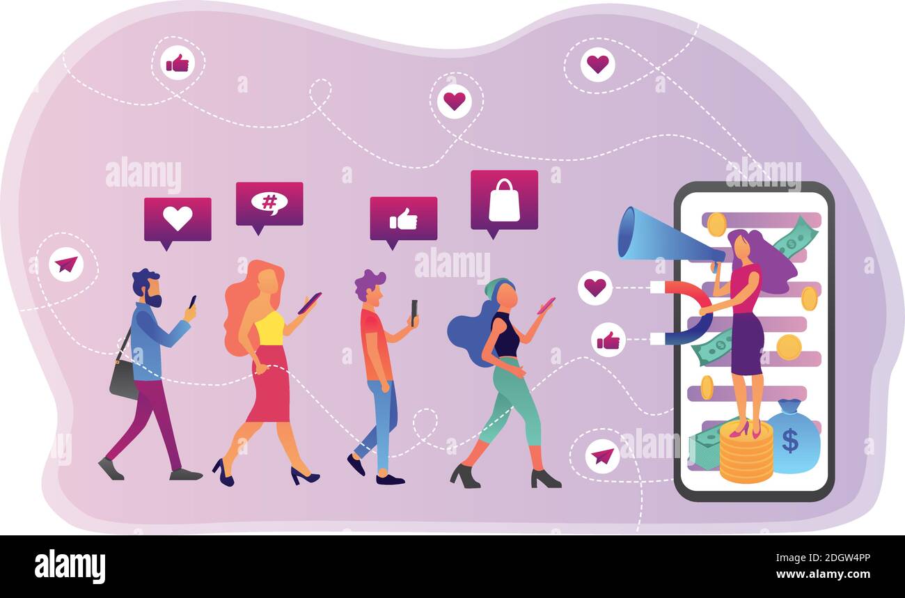 Successful Influencer making money on social media Stock Vector Image